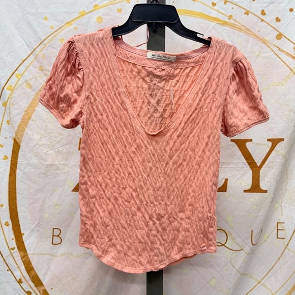 Free People Women S Sugar Cube V-Neck T-Shirt Pink Size Small - Picture 2 of 5